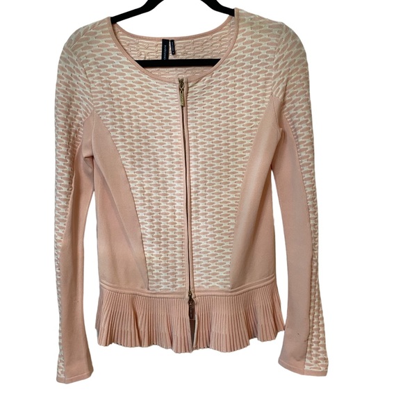 Gorgeous, Marciano, pink and white cardigan sweater with gold zipper, size M - Picture 1 of 5
